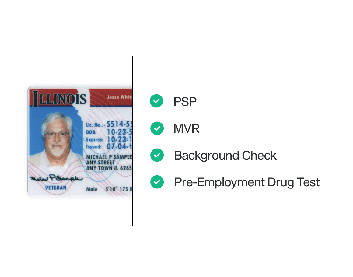 DOT Pre-Employment Screening showing Trucking Hub can run PSP, MVR, Background Checks and Pre-Employment Drug Test scheduling all in one platform.